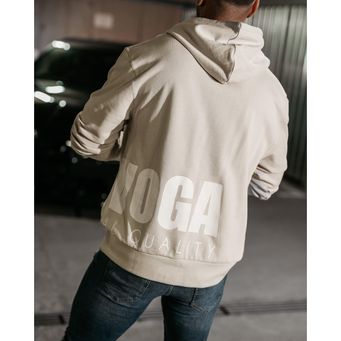 BLUZA MĘSKA BAWEŁNIANA Z KAPTUREM OVERSIZE OLAVOGA MEN PULSE BEIGE