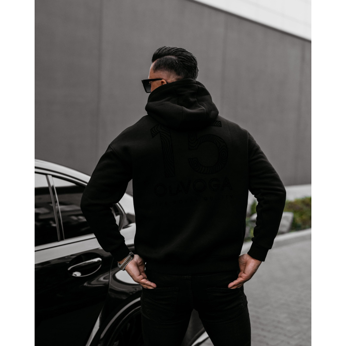 BLUZA MĘSKA BAWEŁNIANA Z KAPTUREM OVERSIZE OLAVOGA MEN VITREGNO BLACK