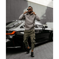 BLUZA MĘSKA BAWEŁNIANA Z KAPTUREM OVERSIZE OLAVOGA MEN ZAER STONE