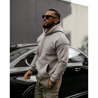 BLUZA MĘSKA BAWEŁNIANA Z KAPTUREM OVERSIZE OLAVOGA MEN ZAER STONE