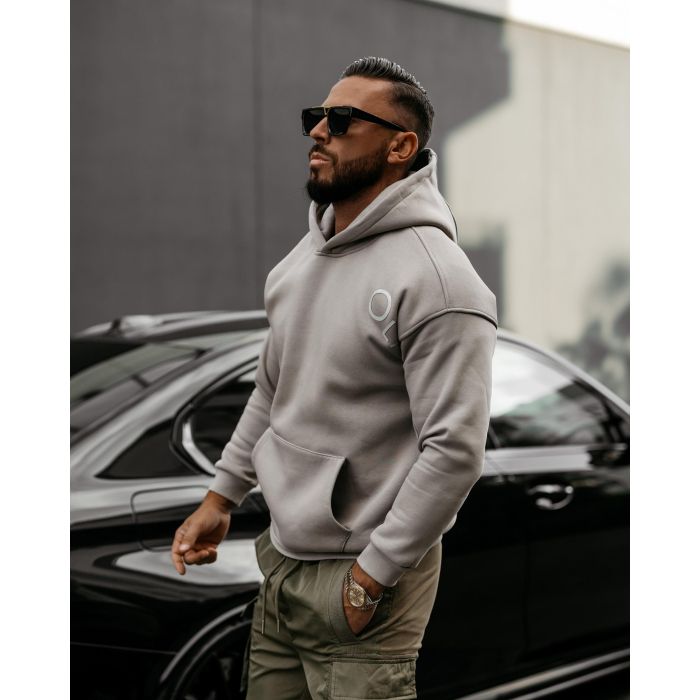 BLUZA MĘSKA BAWEŁNIANA Z KAPTUREM OVERSIZE OLAVOGA MEN ZAER STONE
