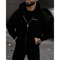 BLUZA MĘSKA Z KAPTUREM Z ZAMEK OLAVOGA MEN EVLO BLACK