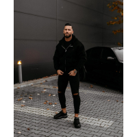 BLUZA MĘSKA Z KAPTUREM Z ZAMEK OLAVOGA MEN EVLO BLACK
