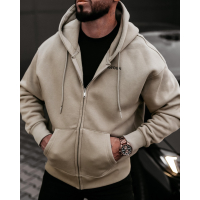 BLUZA MĘSKA Z KAPTUREM Z ZAMEK OLAVOGA MEN EVLO OLIVE
