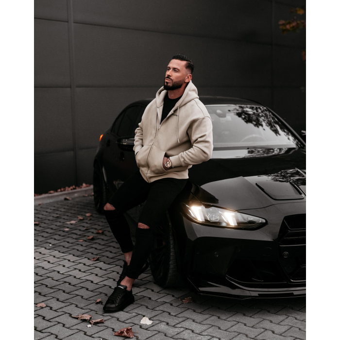 BLUZA MĘSKA Z KAPTUREM Z ZAMEK OLAVOGA MEN EVLO OLIVE