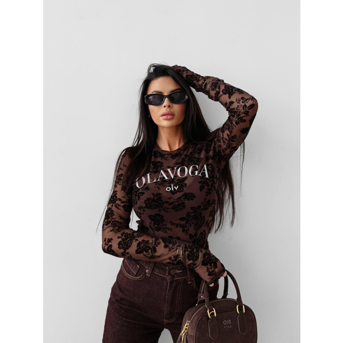 BLUZKA KORONKOWA OLAVOGA SEPIA BROWN