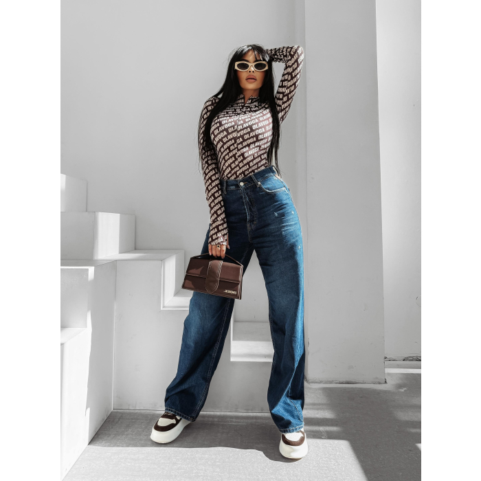 BLUZKA MODELUJĄCA LOGOWANA NA ZAMEK OLAVOGA HAZEL SIGNATURE BROWN-BEIGE