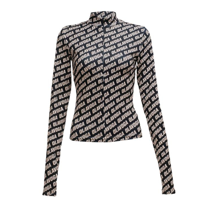 BLUZKA MODELUJĄCA LOGOWANA NA ZAMEK OLAVOGA HAZEL SIGNATURE BLACK-BEIGE