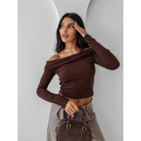 BLUZKA SWETER PRĄŻKOWANY OLAVOGA CREAMED FOG BROWN