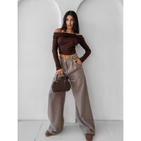 BLUZKA SWETER PRĄŻKOWANY OLAVOGA CREAMED FOG BROWN
