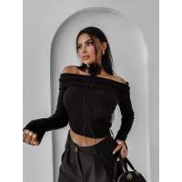 BLUZKA SWETER PRĄŻKOWANY OLAVOGA CREAMED FOG BLACK