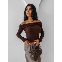 BLUZKA SWETER PRĄŻKOWANY OLAVOGA CREAMED FOG BROWN