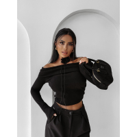 BLUZKA SWETER PRĄŻKOWANY OLAVOGA CREAMED FOG BLACK