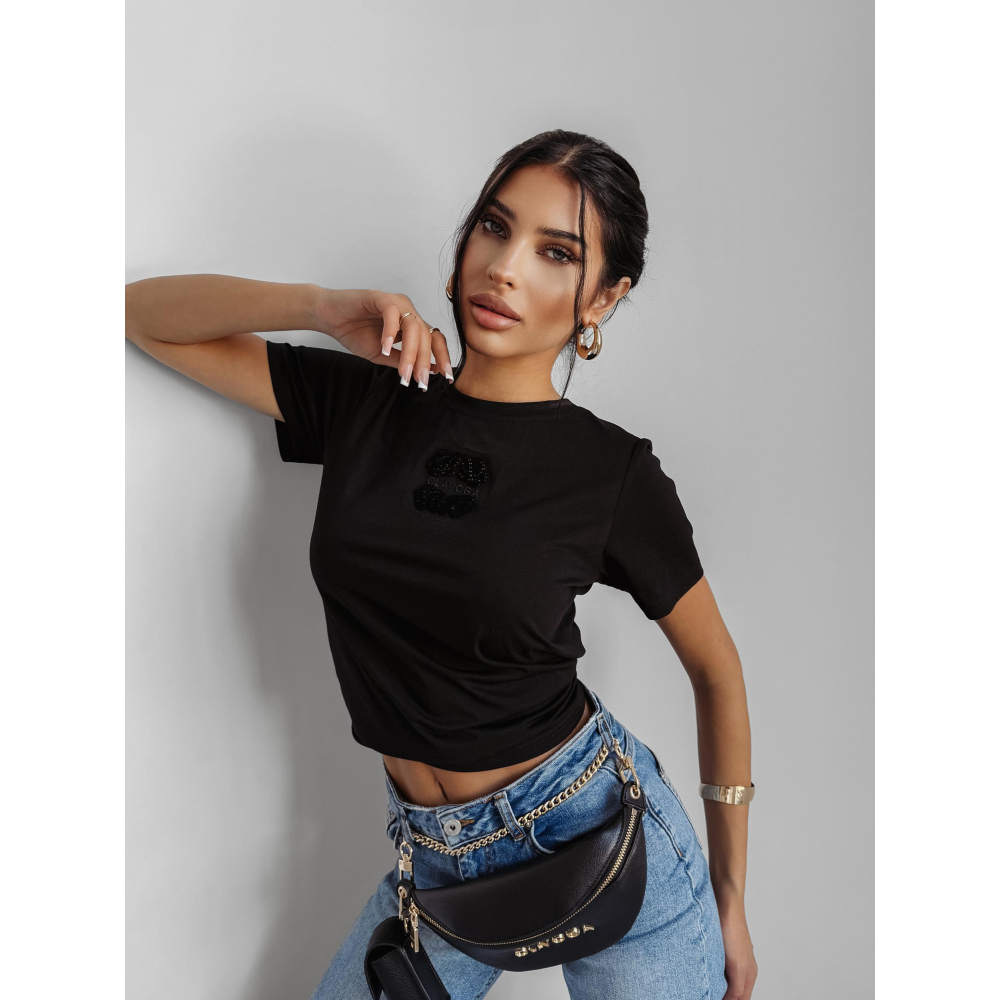 BLUZKA T-SHIRT DAMSKI HAFT OLAVOGA LOE BLACK