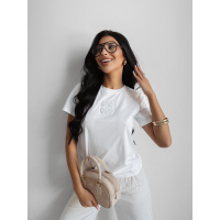 BLUZKA T-SHIRT DAMSKI HAFT OLAVOGA LOE ECRU