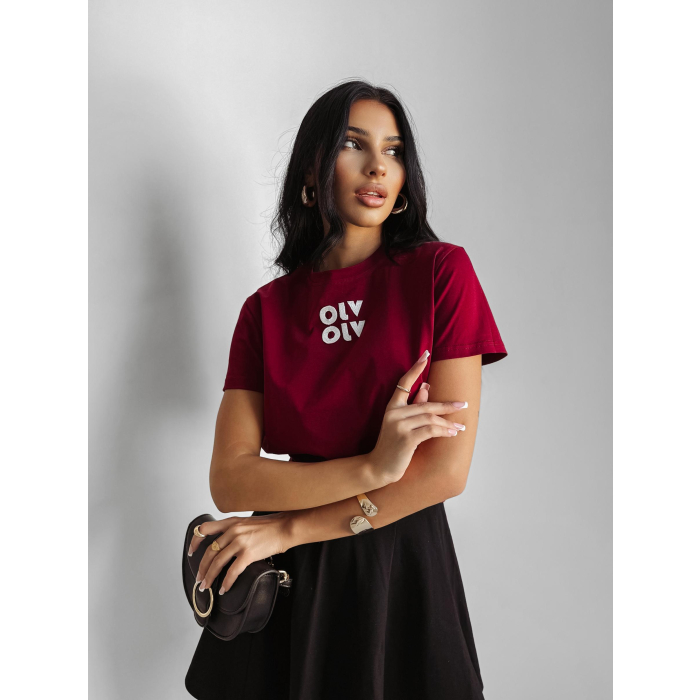BLUZKA T-SHIRT DAMSKI OLAVOGA CLOUD BORDO