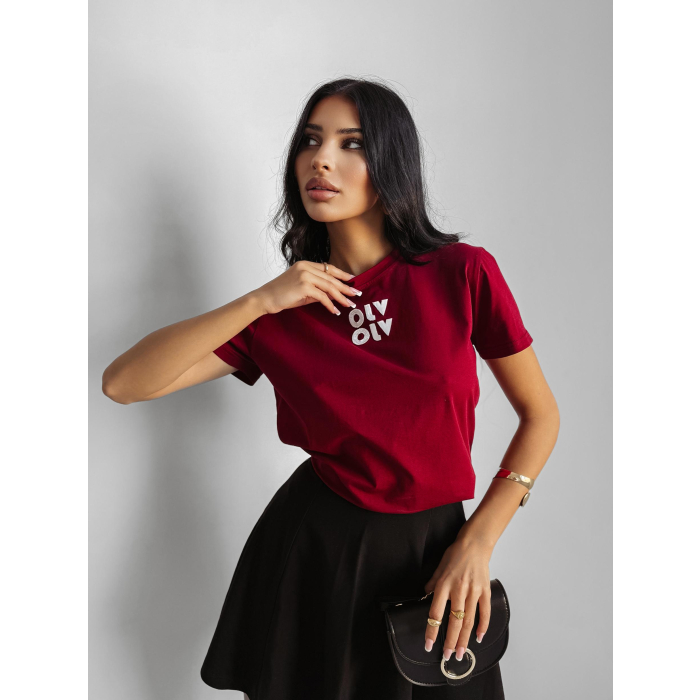 BLUZKA T-SHIRT DAMSKI OLAVOGA CLOUD BORDO