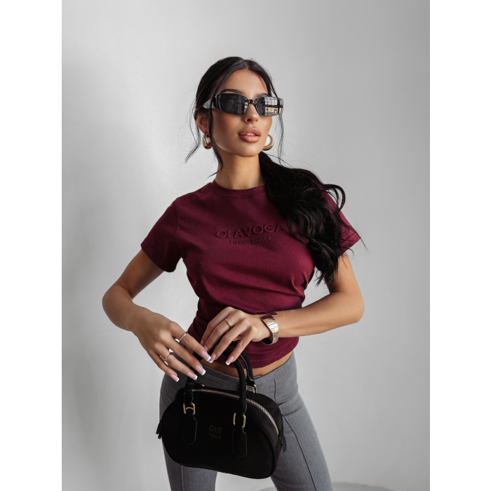 BLUZKA T-SHIRT DAMSKI OLAVOGA SUBTLE BURGUND