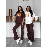 BLUZKA T-SHIRT DAMSKI OVERSIZE LABUBU OLAVOGA HEART SIDE BROWN