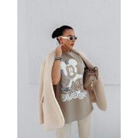BLUZKA T-SHIRT DAMSKI OVERSIZE MYSZKA MIKI OLAVOGA BESCO BEIGIE