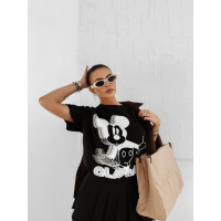 BLUZKA T-SHIRT DAMSKI OVERSIZE MYSZKA MIKI OLAVOGA BESCO BLACK