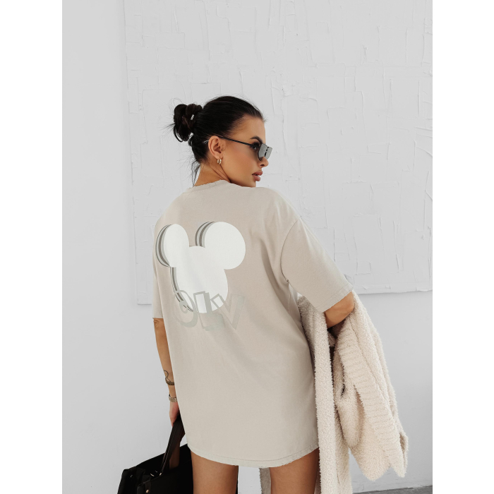 BLUZKA T-SHIRT DAMSKI OVERSIZE MYSZKA MIKI OLAVOGA BESCO GRAY