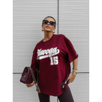 BLUZKA T-SHIRT DAMSKI OVERSIZE OLAVOGA BULLYS BURGUND