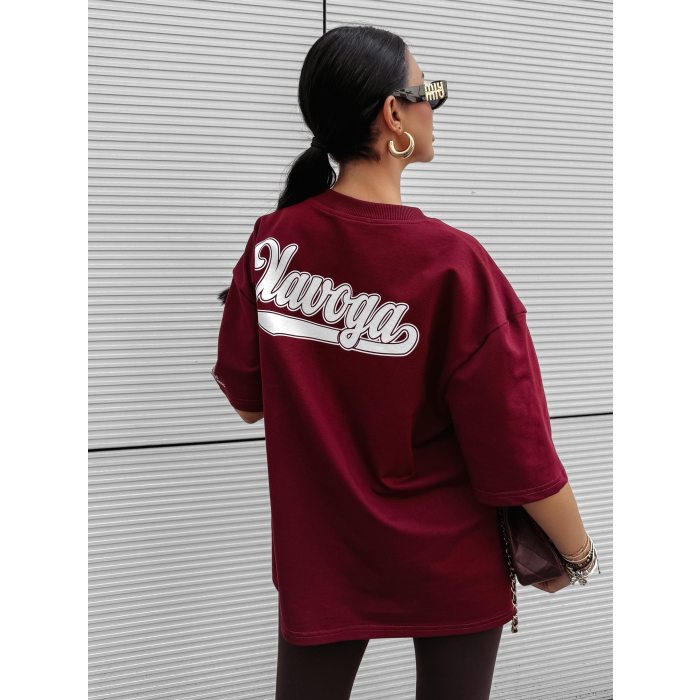BLUZKA T-SHIRT DAMSKI OVERSIZE OLAVOGA BULLYS BURGUND