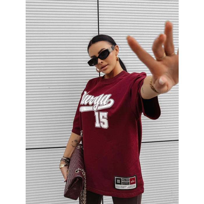 BLUZKA T-SHIRT DAMSKI OVERSIZE OLAVOGA BULLYS BURGUND