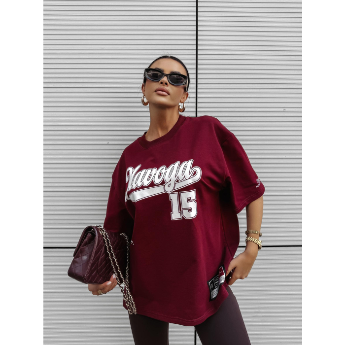 BLUZKA T-SHIRT DAMSKI OVERSIZE OLAVOGA BULLYS BURGUND