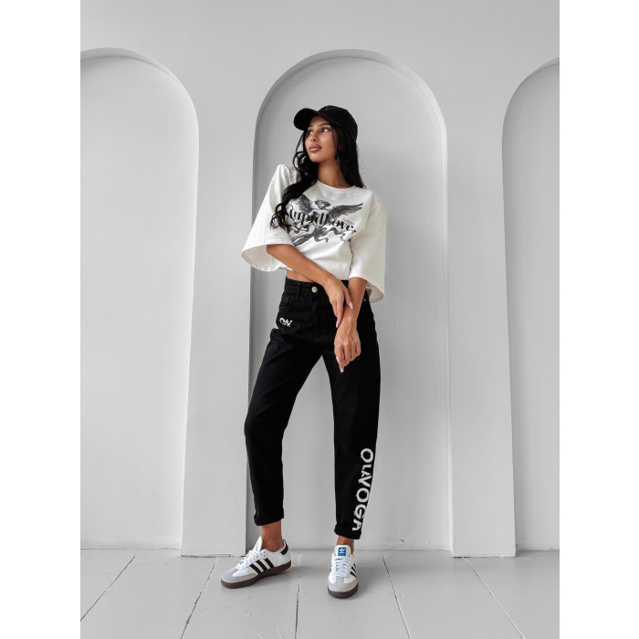 BLUZKA T-SHIRT DAMSKI OVERSIZE OLAVOGA FOREST MOSS ECRU