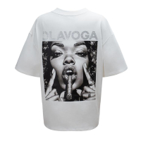 BLUZKA T-SHIRT DAMSKI OVERSIZE OLAVOGA PRINT KRYSZTAŁKI SIGAR ECRU