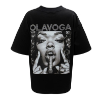BLUZKA T-SHIRT DAMSKI OVERSIZE OLAVOGA PRINT KRYSZTAŁKI SIGAR BLACK
