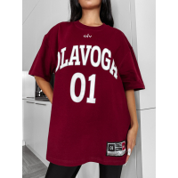 BLUZKA T-SHIRT DAMSKI OVERSIZE OLAVOGA RUSSET BURGUND