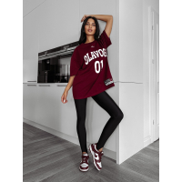 BLUZKA T-SHIRT DAMSKI OVERSIZE OLAVOGA RUSSET BURGUND