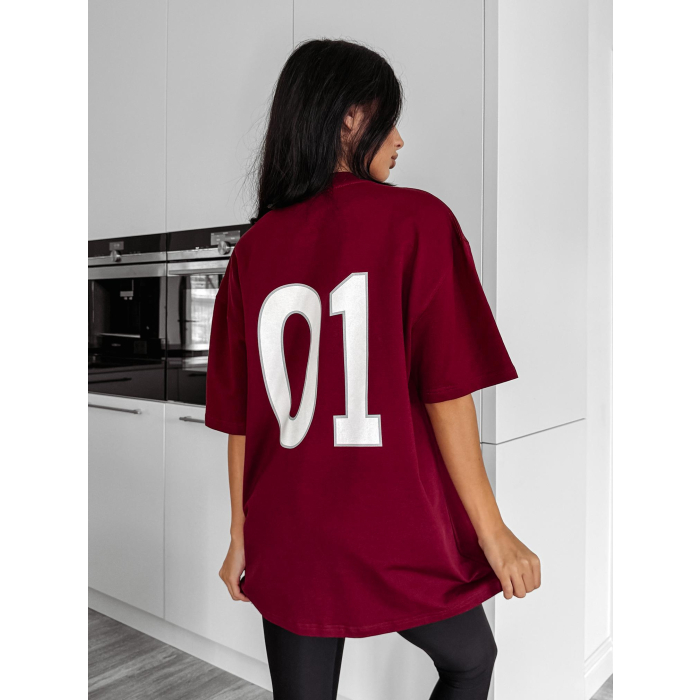 BLUZKA T-SHIRT DAMSKI OVERSIZE OLAVOGA RUSSET BURGUND