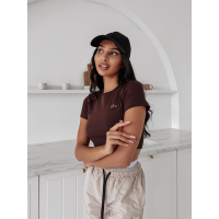 BLUZKA T-SHIRT DAMSKI SLIM FIT OLAVOGA BASIC MUSE DARK CHOCOLATE