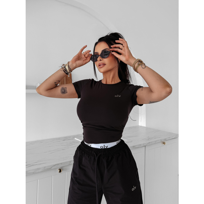 BLUZKA T-SHIRT DAMSKI SLIM FIT OLAVOGA BASIC MUSE BLACK