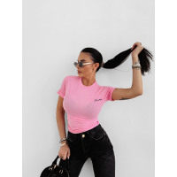 BLUZKA T-SHIRT DAMSKI SLIM FIT OLAVOGA FIOERY PINK