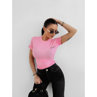 BLUZKA T-SHIRT DAMSKI SLIM FIT OLAVOGA FIOERY PINK