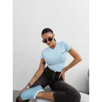 BLUZKA T-SHIRT DAMSKI SLIM FIT OLAVOGA FIOERY BLUE