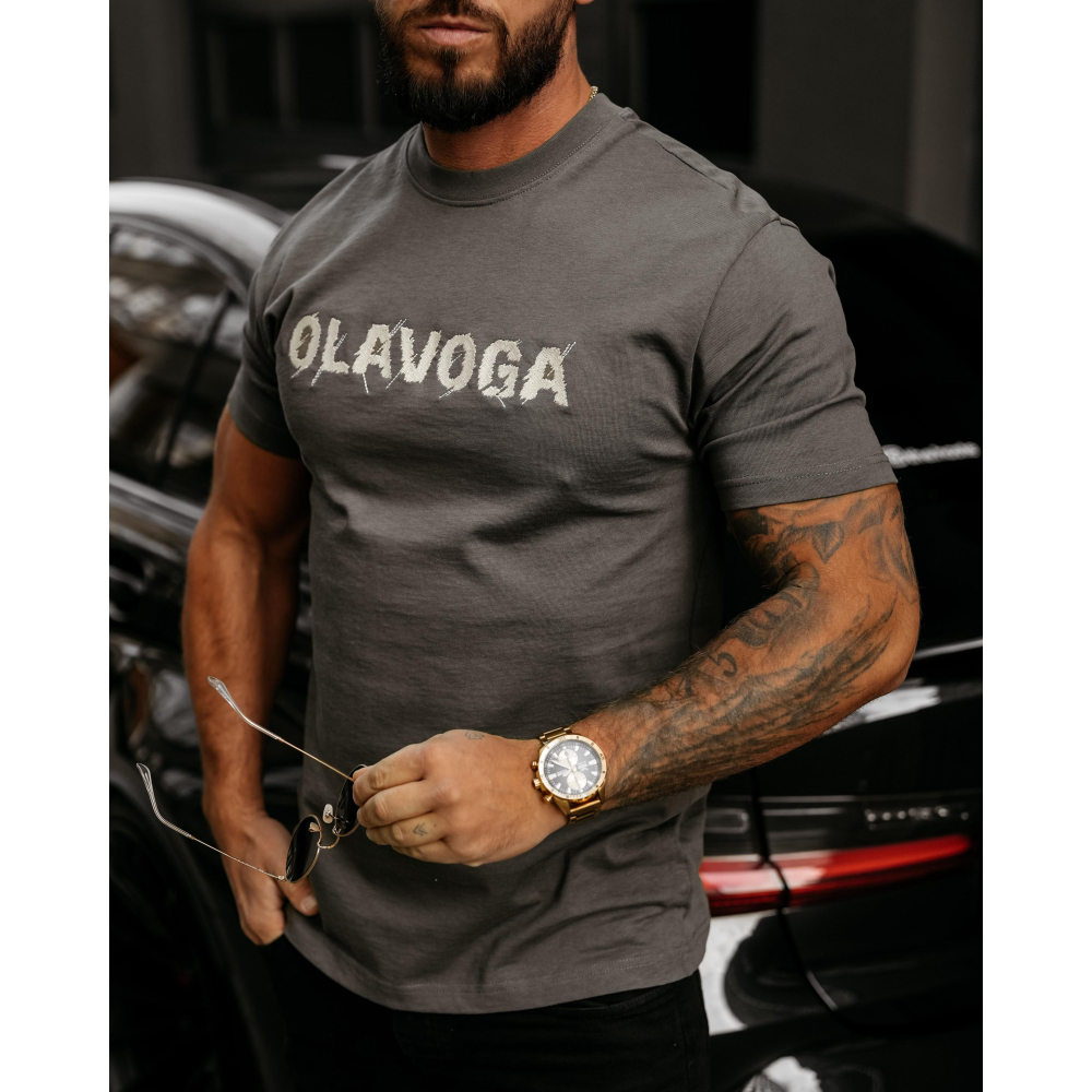 BLUZKA T-SHIRT MĘSKI OLAVOGA MEN REAL GRAFIT