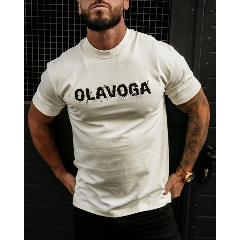 BLUZKA T-SHIRT MĘSKI OLAVOGA MEN REAL ECRU