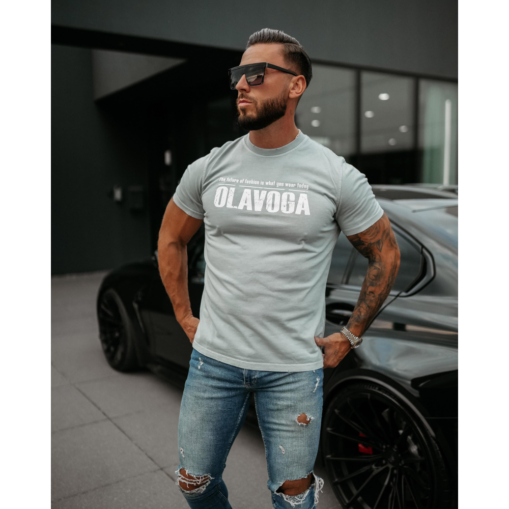 BLUZKA T-SHIRT MĘSKI OLAVOGA MEN ZOAN LIGHT GRAY