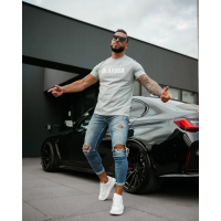 BLUZKA T-SHIRT MĘSKI OLAVOGA MEN ZOAN LIGHT GRAY