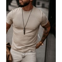 BLUZKA T-SHIRT MĘSKI SLIM OLAVOGA MEN BOVY BEIGE