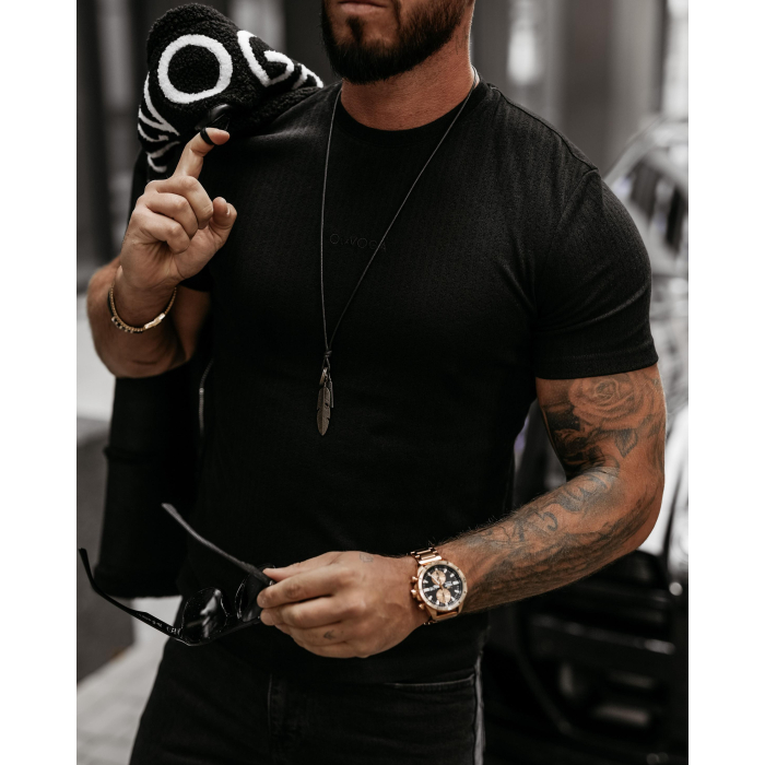 BLUZKA T-SHIRT MĘSKI SLIM OLAVOGA MEN BOVY BLACK