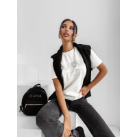 BLUZKA T-SHIRT OLAVOGA BLACK PRINCE ECRU