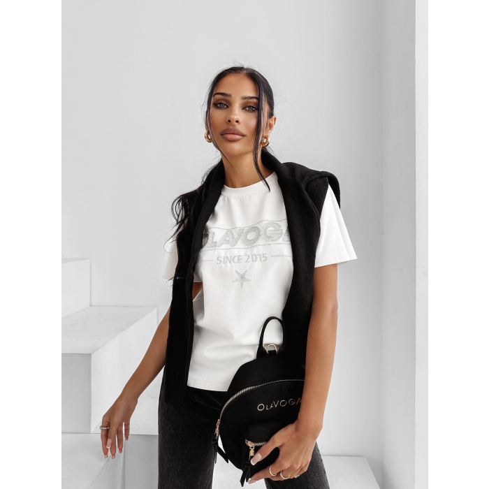 BLUZKA T-SHIRT OLAVOGA BLACK PRINCE ECRU