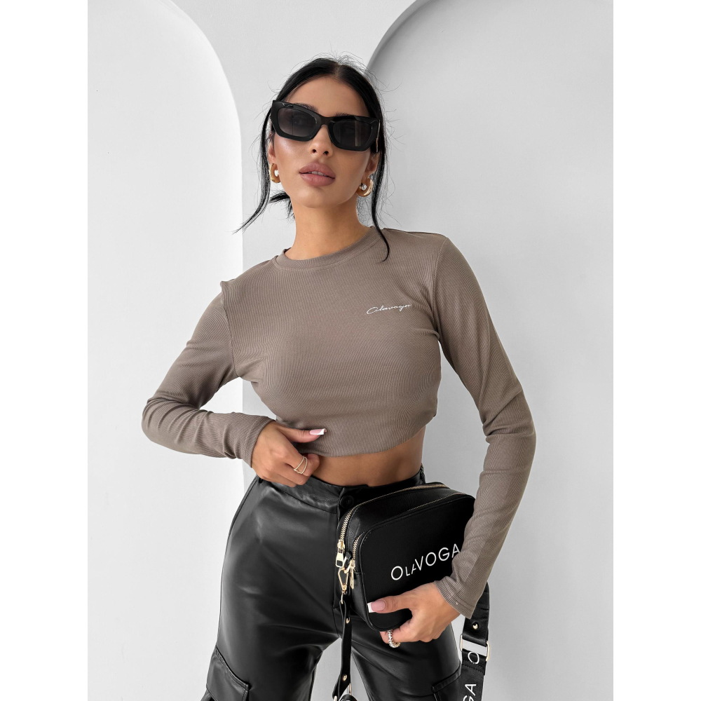 BLUZKA Z WISKOZY OLAVOGA SAE DARK BEIGE